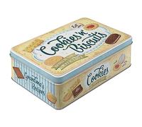 Nostalgic-Art Caja de almacenamiento plana retro, 2,5 l, Cookies 'n' Biscuits - Idea de regalo para cocina, lata metálica con tapa, diseño vintage