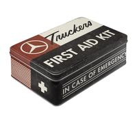 Nostalgic-Art Caja de almacenamiento plana retro, 2,5 l, Daimler Truck - First Aid Kit - Idea de regalo para amantes de los accesorios de coches, lata metálica con tapa, diseño vintage
