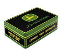 Nostalgic-Art Caja de almacenamiento plana retro, 2,5 l, John Deere - Logo Black - Idea de regalo para amantes de los tractores, Official License Product (OLP), lata metálica con tapa, diseño vintage
