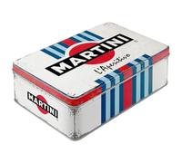 Nostalgic-Art Caja de almacenamiento plana retro, 2,5 l, Martini - Racing Stripes - Idea de regalo como accesorio de bar, Official License Product (OLP), lata metálica con tapa, diseño vintage