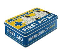 Nostalgic-Art Caja de almacenamiento plana retro, 2,5 l, Michelin - First Aid Kit - Idea de regalo para amantes del motor, lata metálica con tapa, diseño vintage
