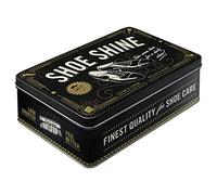 Nostalgic-Art Caja de almacenamiento plana retro, 2,5 l, Shoe Shine - Idea de regalo para fans de lo retro, lata metálica con tapa, diseño vintage