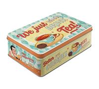 Nostalgic-Art Caja de almacenamiento plana retro, 2,5 l, Tea & Cookies - Idea de regalo para fans de lo retro, lata metálica con tapa, diseño vintage
