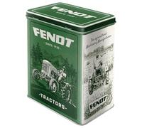 Nostalgic-Art Caja de almacenamiento retro L, 3 l, Fendt - Green Fields - Idea de regalo para amantes de los tractores, Official License Product (OLP), lata grande de café, diseño vintage