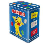 Nostalgic-Art Caja de almacenamiento retro L, 3 l, HARIBO - Enjoy the Taste blue - Idea de regalo para golosos, Official License Product (OLP), lata grande, diseño vintage