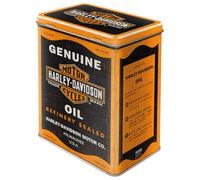 Nostalgic-Art Caja de almacenamiento retro L, 3 l, Harley-Davidson - Genuine Oil - Idea de regalo para moteros, Official License Product (OLP), lata grande de café, diseño vintage