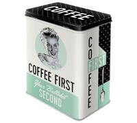Nostalgic-Art Caja de Almacenamiento Retro L, Coffee First - Idea de Regalo para Cocina, Lata Grande de café, Diseño Vintage, 3 l