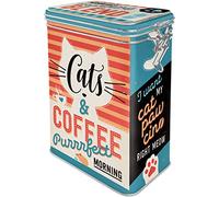 Nostalgic-Art Caja de café Retro Cats & Coffee - Idea de Regalo para dueños de Gatos, Lata con Tapa aromática, Diseño Vintage, 1,3 l