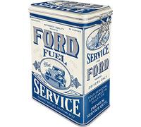Nostalgic-Art Caja de café Retro Ford - Fuel Service - Idea de Regalo para Aficionados de Coches, Lata con Tapa aromática, Diseño Vintage, 1,3 l