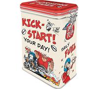 Nostalgic-Art Caja de café Retro MOTOmania - Kick-Start - Idea de Regalo para Aficionados as Motos, Lata con Tapa aromática, Diseño Vintage, 1,3 l