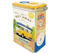Nostalgic-Art Caja de café Retro VW Bulli - Let's Get Away - Idea de Regalo de Furgoneta Volkswagen, Lata con Tapa aromática, Diseño Vintage, 1,3 l
