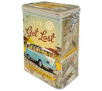 Nostalgic-Art Caja de café Retro VW Bulli - Let's Get Lost - Idea de Regalo de Furgoneta Volkswagen, Lata con Tapa aromática, Diseño Vintage, 1,3 l