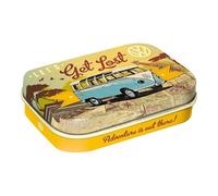 Nostalgic-Art Caja de mentas retro, 4 x 6 x 1,6 cm, VW Bulli - Let's Get Lost - Idea de regalo de furgoneta Volkswagen, Official License Product (OLP), con pastillas de menta, diseño vintage