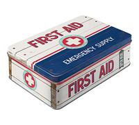 Nostalgic-Art Caja Plana de Metal Retro First Aid Blue - Idea de Regalo para Fans de Nostalgia, Lata metálica con Tapa, Diseño Vintage, 2,5 l