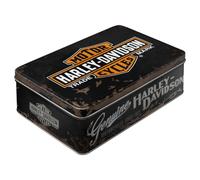 Nostalgic-Art Caja Plana de Metal Retro, Harley-Davidson - Genuine - Idea de Regalo para Amante a Moto, Lata metálica con Tapa, Diseño Vintage, 2,5 l