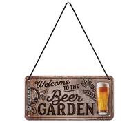 Nostalgic-Art Cartel colgante retro, Welcome to the Beer Garden -Idea de regalo para aficionados a cerveza, metálico, Diseño vintage, 10 x 20 cm, 28056