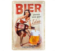 Nostalgic-Art Cartel de Chapa Retro, Bier - Immer eine Gute Idee - Idea de Regalo para Amantes a Cerveza, metálico, Diseño Vintage, 20 x 30 cm