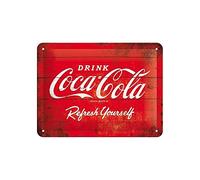Nostalgic-Art Cartel de Chapa Retro Coca-Cola - Logo Red - Idea de Regalo Aficionados a la Coke, metálico, Diseño Vintage para decoración, 15 x 20 cm