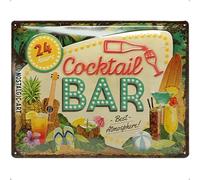 Nostalgic-Art Cartel de chapa retro Cocktail Bar - Idea de regalo para los aficionados a los cócteles, metálico, Diseño vintage decorativo, 30 x 40 cm