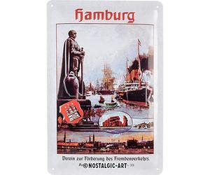 Nostalgic-Art Cartel de chapa retro con texto en inglés Hamburgo de promoción del turismo - Souvenir & Idea de regalo - Decoración vintage de metal, 20 x 30 cm