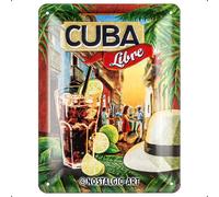 Nostalgic-Art Cartel de Chapa Retro Cuba Libre - Idea de Regalo como Accesorio de Bar, metálico, Diseño Vintage para decoración Pared, 15x20x0.2 cm