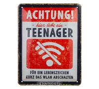 Nostalgic-Art Retro Blechschild Adolescentes, señal de Advertencia para Regalo, De Metal, Diseño Vintage con Frase, 15 x 20 cm