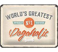 Nostalgic-Art Cartel de Chapa Retro Dogaholic - Idea de Regalo para los dueños de Perros, metálico, Diseño Vintage para decoración Pared, 15 x 20 cm