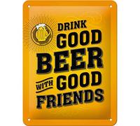 Nostalgic-Art Cartel de chapa retro Drink Good Beer - Idea de regalo para los amigos, metálico, Diseño vintage para decoración pared, 15 x 20 cm