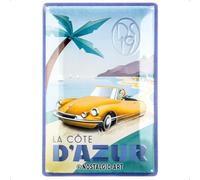 Nostalgic-Art Cartel de chapa retro, DS - La Cote D'Azur DS19 - Idea de regalo para aficionados de coches, metálico, Diseño vintage, 20 x 30 cm