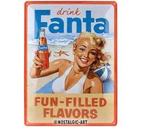 Nostalgic-Art Cartel de chapa retro, Fanta - Beach Girl - Idea de regalo como accesorio de bar, metálico, Diseño vintage para decoración, 30 x 40 cm