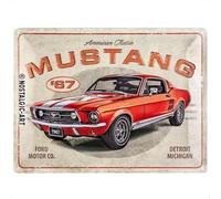 Nostalgic-Art Cartel de Chapa Retro, Ford Mustang - GT 1967 Red - Regalo para Aficionados a Coches, metálico, Diseño Vintage Decorativo, 30 x 40 cm