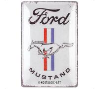 Nostalgic Art – Cartel de chapa retro Ford Mustang Horse Logo – metálico, diseño vintage, 20 x 30 cm
