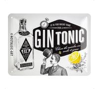 Nostalgic-Art Cartel de Chapa Retro Gin Tonic - Idea de Regalo como Accesorio de Bar, metálico, Diseño Vintage para decoración Pared, 15 x 20 cm