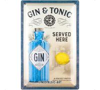 Nostalgic-Art Cartel de chapa retro, Gin & Tonic Served Here - Idea de regalo para aficionados a cócteles, metálico, Diseño vintage, 40 x 60 cm