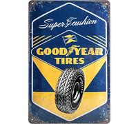 Nostalgic-Art Cartel de Chapa Retro, Goodyear - Super Cushion - Regalo para Aficionados a Motos, metálico, Diseño Vintage Decorativo, 20 x 30 cm