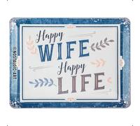 Nostalgic-Art Cartel de chapa retro Happy Wife Happy Life - Idea de regalo para los fans de la nostalgia, metálico, Diseño vintage, 15 x 20 cm