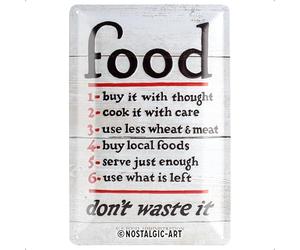 Nostalgic-Art Cartel de Chapa Retro Home & Country - Food Don’t Waste It - Idea de Regalo para la Cocina, metálico, Diseño Vintage, 20 x 30 cm