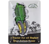 Nostalgic-Art Cartel de chapa retro, John Deere - Tractor & Animal - Idea de regalo para amantes a tractores, metálico, Diseño vintage, 15 x 20 cm