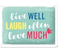 Nostalgic-Art Cartel de Chapa Retro Live Laugh Love - Idea de Regalo para los Fans de la Nostalgia, metálico, Diseño Vintage Decorativo, 15 x 20 cm
