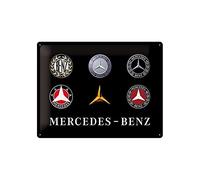 Nostalgic-Art Cartel de chapa retro Mercedes-Benz - Logos - Idea de regalo para los fans de los coches, metálico, Diseño vintage, 30 x 40 cm