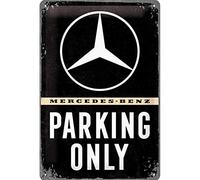 Nostalgic-Art Cartel de chapa retro Mercedes-Benz - Parking Only - Idea de regalo para los fans de los coches, metálico, Diseño vintage, 20 x 30 cm