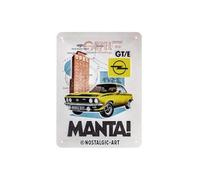 Nostalgic-Art Cartel de Chapa Retro Opel - Manta GT/E - Idea de Regalo para Amantes a Coches, metálico, Diseño Vintage para decoración, 15 x 20 cm