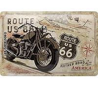 Nostalgic-Art Cartel de chapa retro Route 66 - Bike Map - Idea de regalo para los fans de la Ruta 66, metálico, Diseño vintage decorativo, 20 x 30 cm