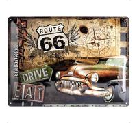 Nostalgic-Art Cartel de Chapa Retro Route Road Trip - Idea de Regalo para los Fans de la Ruta 66, metálico, Diseño Vintage Decorativo, 30 x 40 cm