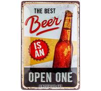 Nostalgic-Art Cartel de Chapa Retro The Best Beer is an Open One - Idea de Regalo para Amantes a Cerveza, metálico, Diseño Vintage, 20 x 30 cm