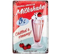 Nostalgic-Art Cartel de Chapa Retro USA - Milkshake - Idea de Regalo para la Cocina, metálico, Diseño Vintage para decoración Pared, 20 x 30 cm