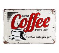 Nostalgic-Art Cartel de Chapa Retro USA - Strong Coffee Served Here - Idea de Regalo para la Cocina, metálico, Diseño Vintage Decorativo, 20 x 30 cm
