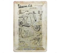 Nostalgic-Art Cartel de chapa retro Vespa - Parts Sketches - Idea de regalo para los aficionados a las scooters, metálico, Diseño vintage, 20 x 30 cm