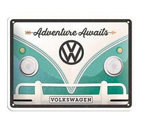 Nostalgic-Art Cartel de Chapa Retro VW - Bulli T1 - Adventure Awaits - Idea de Regalo de Furgoneta Volkswagen, metálico, Diseño Vintage, 15 x 20 cm