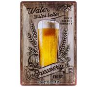 Nostalgic-Art Cartel de Chapa Retro Water Tastes Better - Idea de Regalo para Amantes a Cerveza, metálico, Diseño Vintage, 20 x 30 cm